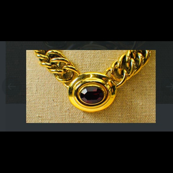 Givenchy Red and Gold Collar Necklace - Picture 3 of 8